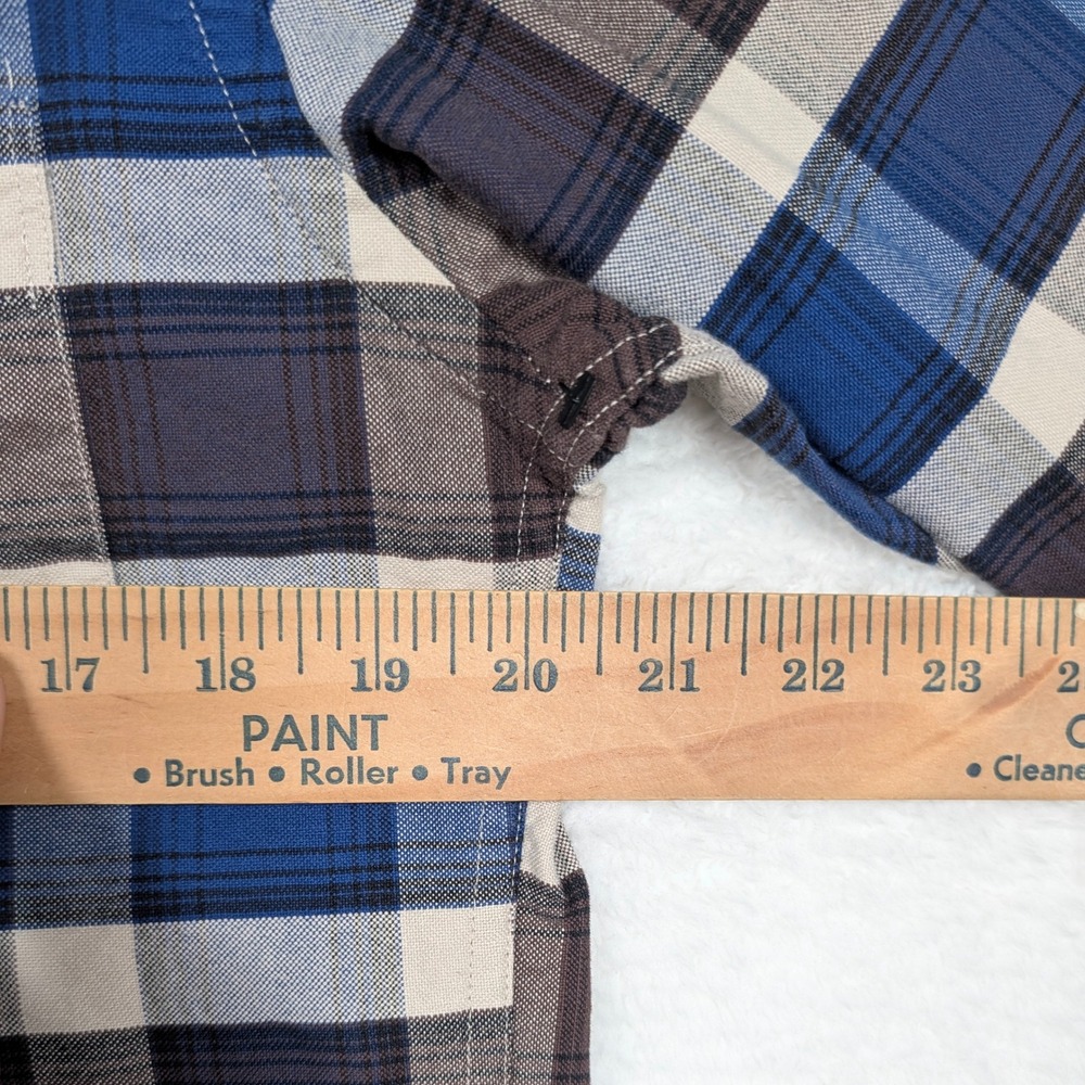 J Crew Oxford Shirt Mens Medium Blue Brown Plaid Slim Fit Long Sleeve Preppy - Picture 5 of 9